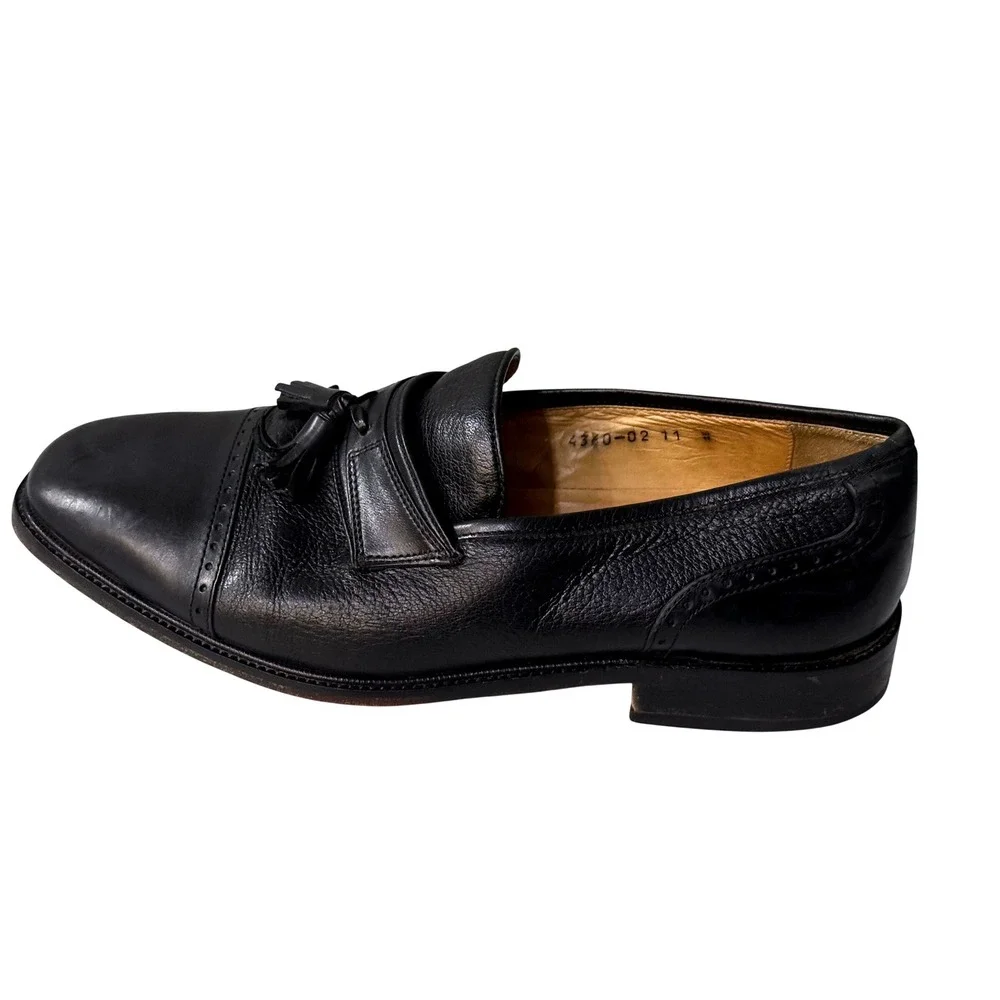 Pronto Uomo Firenze Mens Black Leather Tassel Loafers Made in Italy Size 11 W